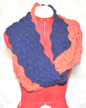 Navy and Coral Scarf